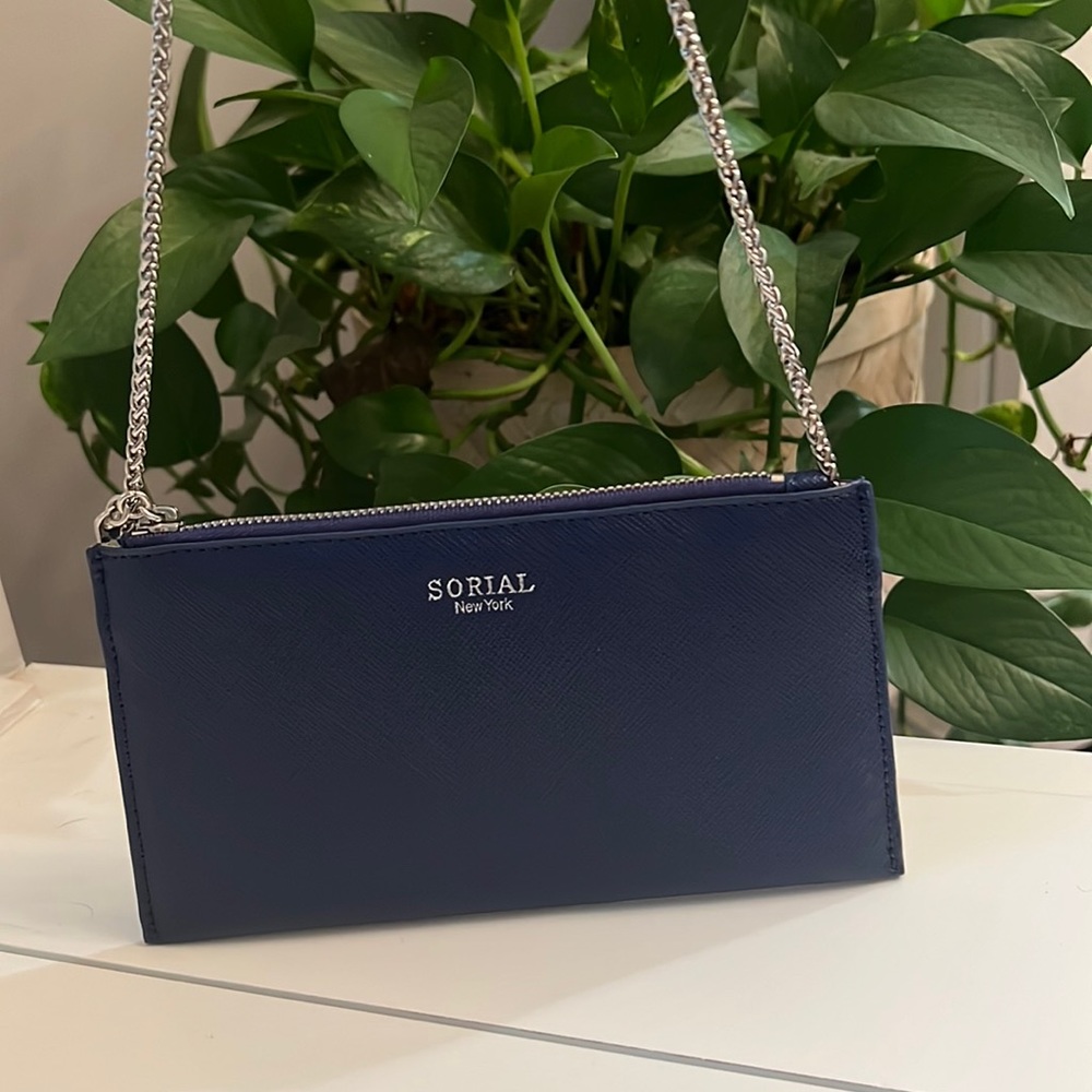 Sorial New York Sapphire Vegan Leather Mini Crossbody Purse Animal Print Lining